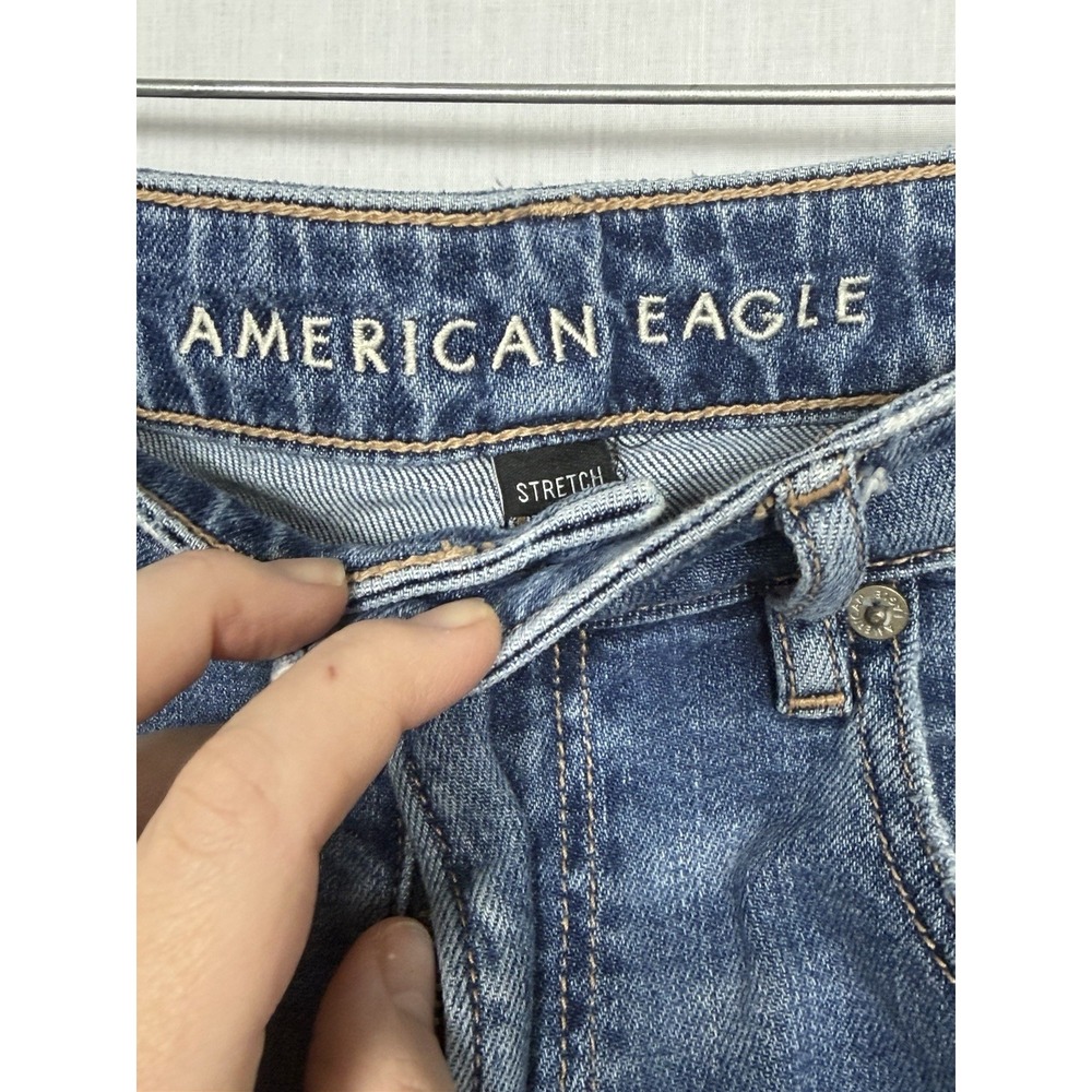 American Eagle Jeans Womens 10 Wide Leg Baggy Denim Super High Rise Distressed - Picture 7 of 11